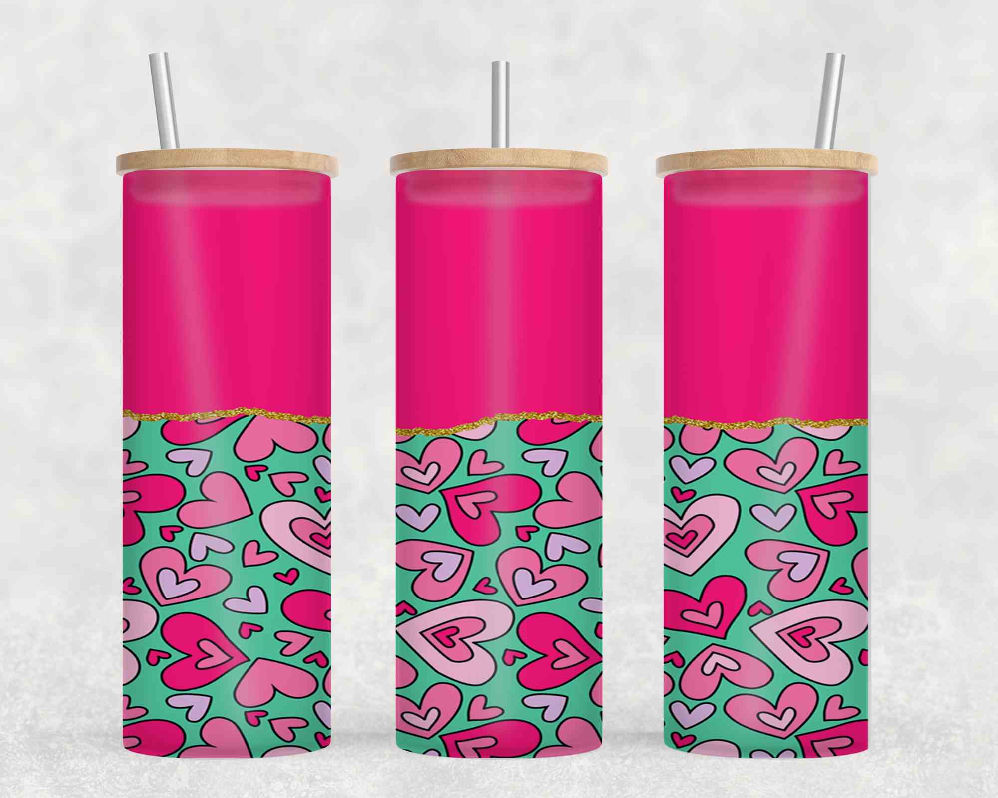 Pink Hearts Teal-10596